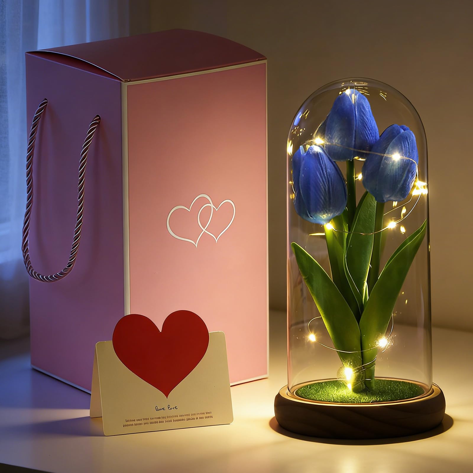 AWSOLAR Eternal Tulip Night Light, Blue Tulip Lamp, Flower Lamp, Mother Gifts, Valentines Gifts for Women