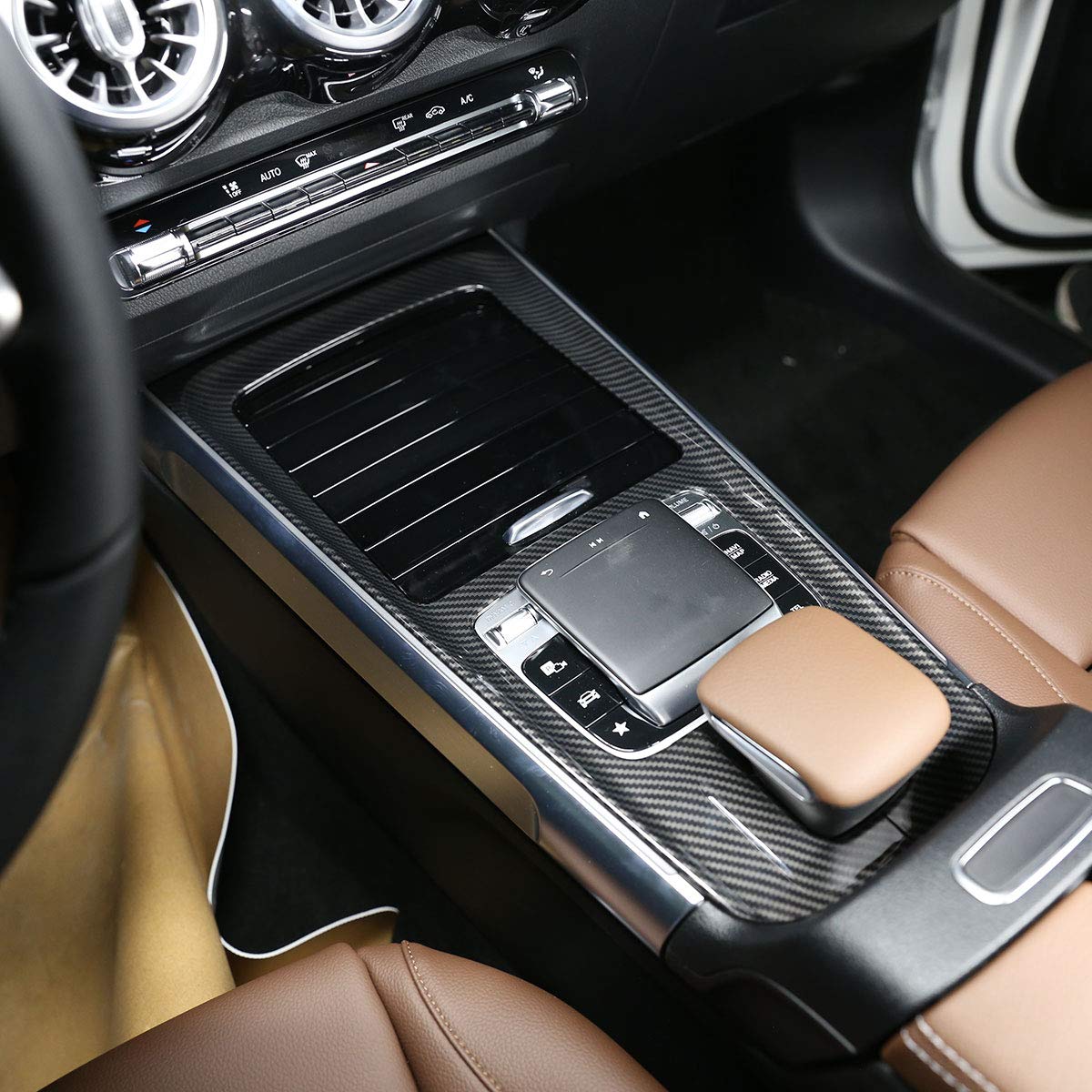 Samochodowy ABS chrom wnętrze konsoli środkowej wykończenie panelu przekładni dla Benz B GLB klasy W247 X247 2020 akcesoria samochodowe (włókno węglowe)