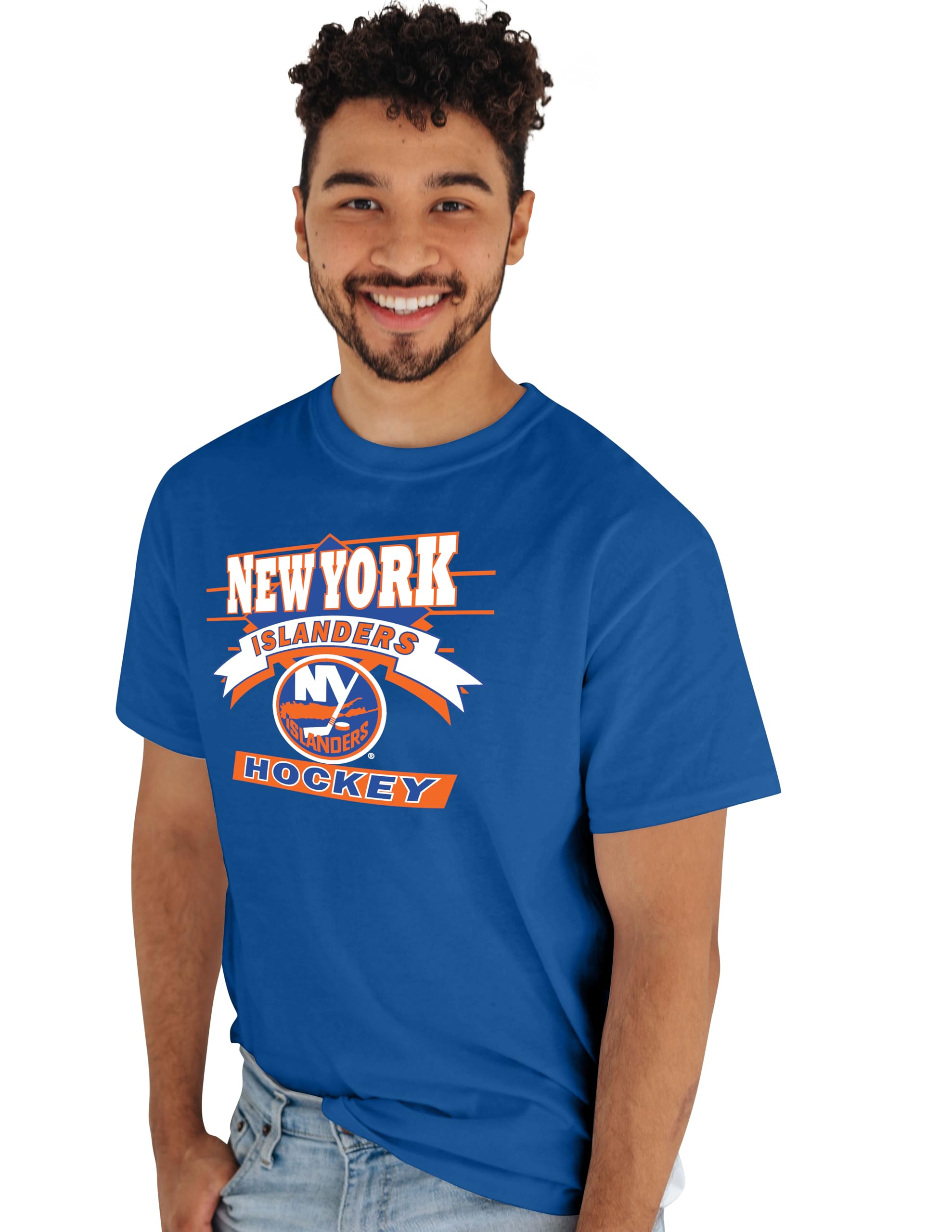 Blue 84 NHL Unisex-Adult NHL Officially Licensed T-Shirt Retro 90's Hockey Team Color