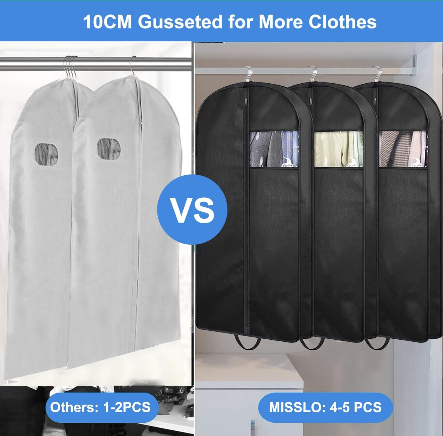 Lot De 2 Housses De Costume Transparentes - 109,2 Cm Avec Soufflet 25,4 Cm