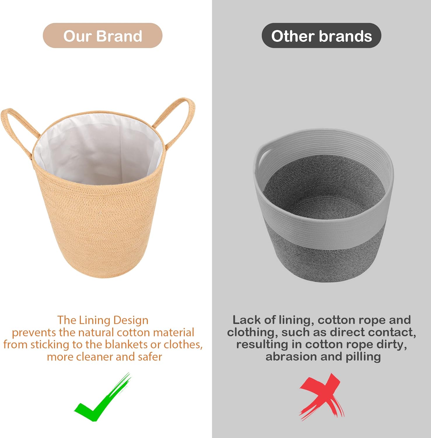 72L Cotton Rope Woven Laundry Hamper,Extra Large Wicker Laundry Basket for Blanket,Clothes,Toys,Pillows,Towels,Shoes,Tall Woven Laundry Basket 22''H 16''D