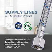 Vista 3 de ARCORA cUPC - Líneas de suministro con rosca de compresión hembra de 3/8 pulgadas x 3/8 pulgadas, 1 par de manguera de grifo de 48 pulgadas, conecta