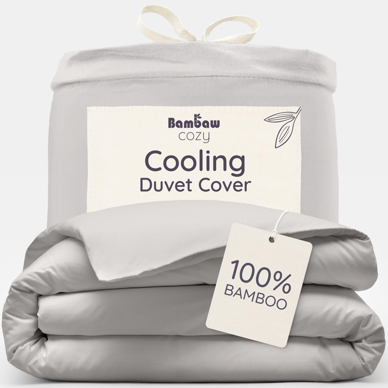Bambaw Grey Bamboo Duvet Cover Single, 135X200 Cm, Cold Sheets For Sleeping, 100% Bamboo Sheets, Hotel Quality Bed Linen Single, Hypoallergenic & Antibacterial Cooling Duvet Cover 135X200 Cm (Grey)
