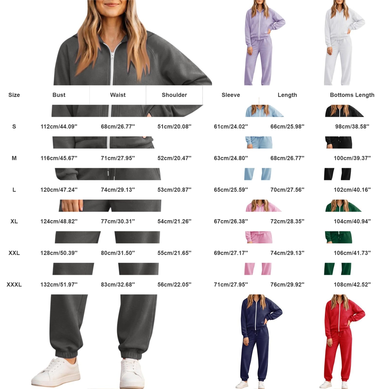 Survêtement pour femme - Grandes tailles - Survêtement surdimensionné pour | Veste de survêtement ample avec fermeture éclair - Unisexe - Vêtement de sport - Deux pièces - Style décontracté - Y2K