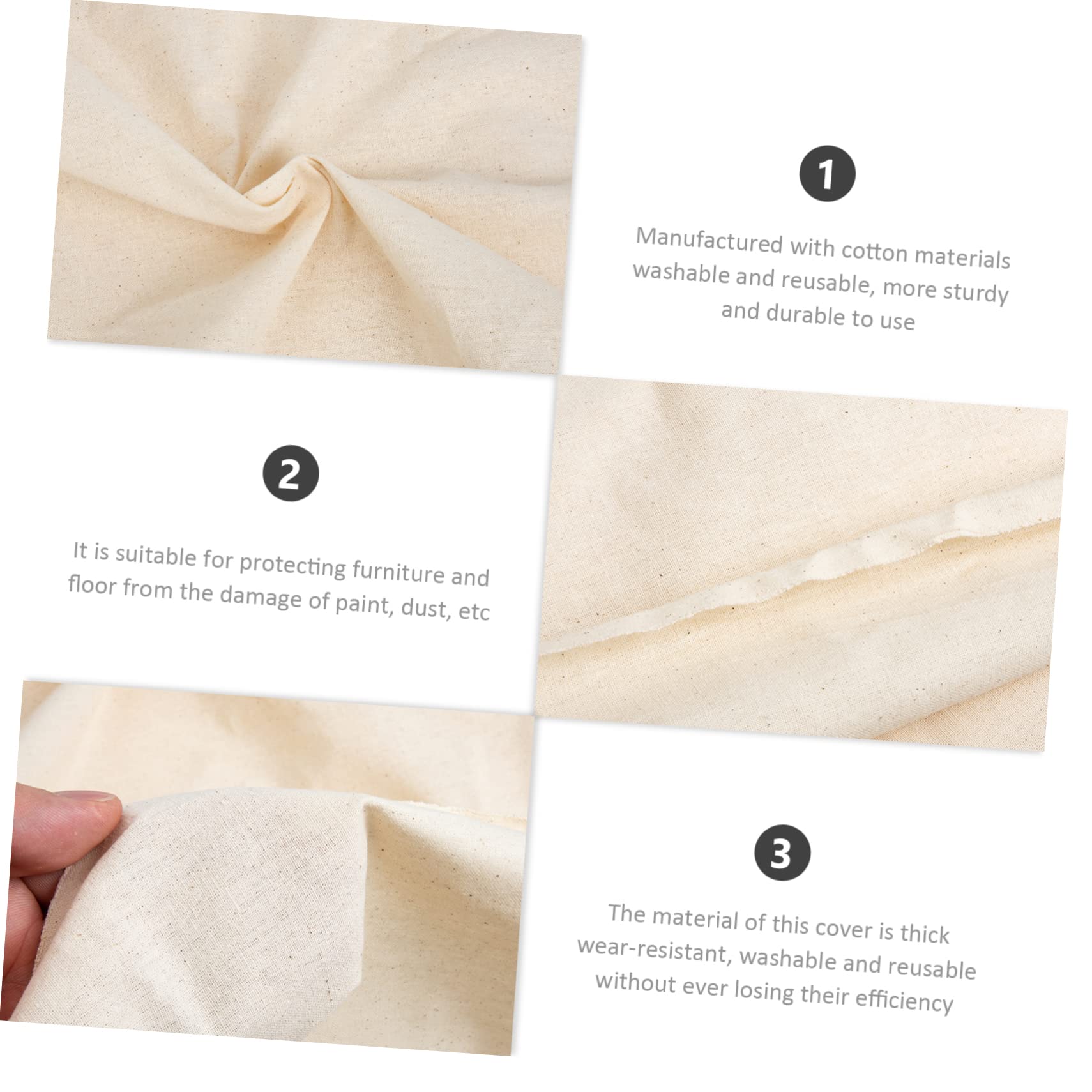 ABOOFAN Telo Imbianchino Pavimento in Cotone Beige, Copertura 200x300 Cm | Lavabile e Riutilizzabile, per Mobili e Lavori Fai-da-te, Uso Domestico e Crafting
