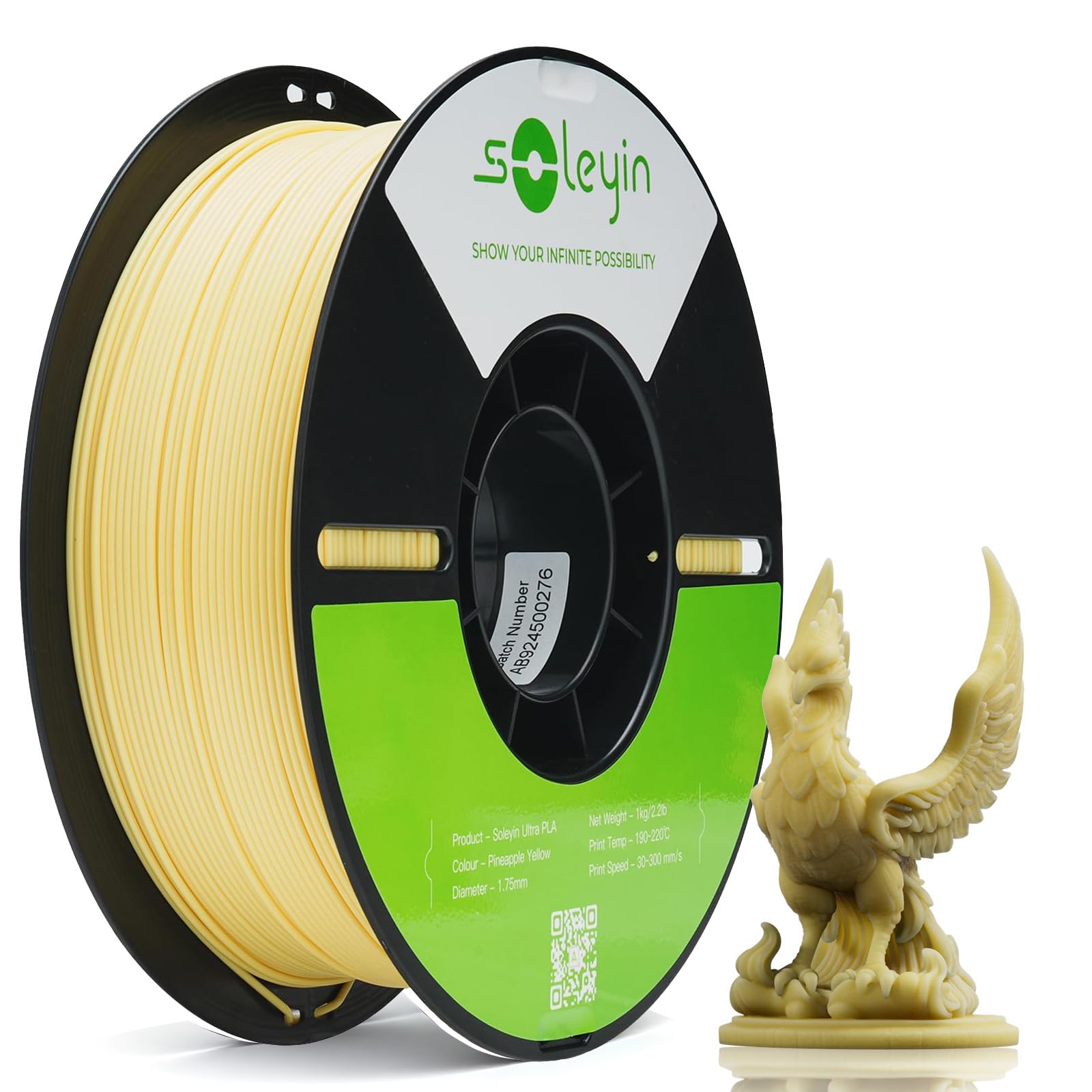 Creality Colorful Soleyin Ultra PLA 3D Printer Filament 1.75mm, 300mm/s Speed, +/-0.02mm Accuracy, Quick Cooling & Shaping, 1kg Spool (2.2lbs), for