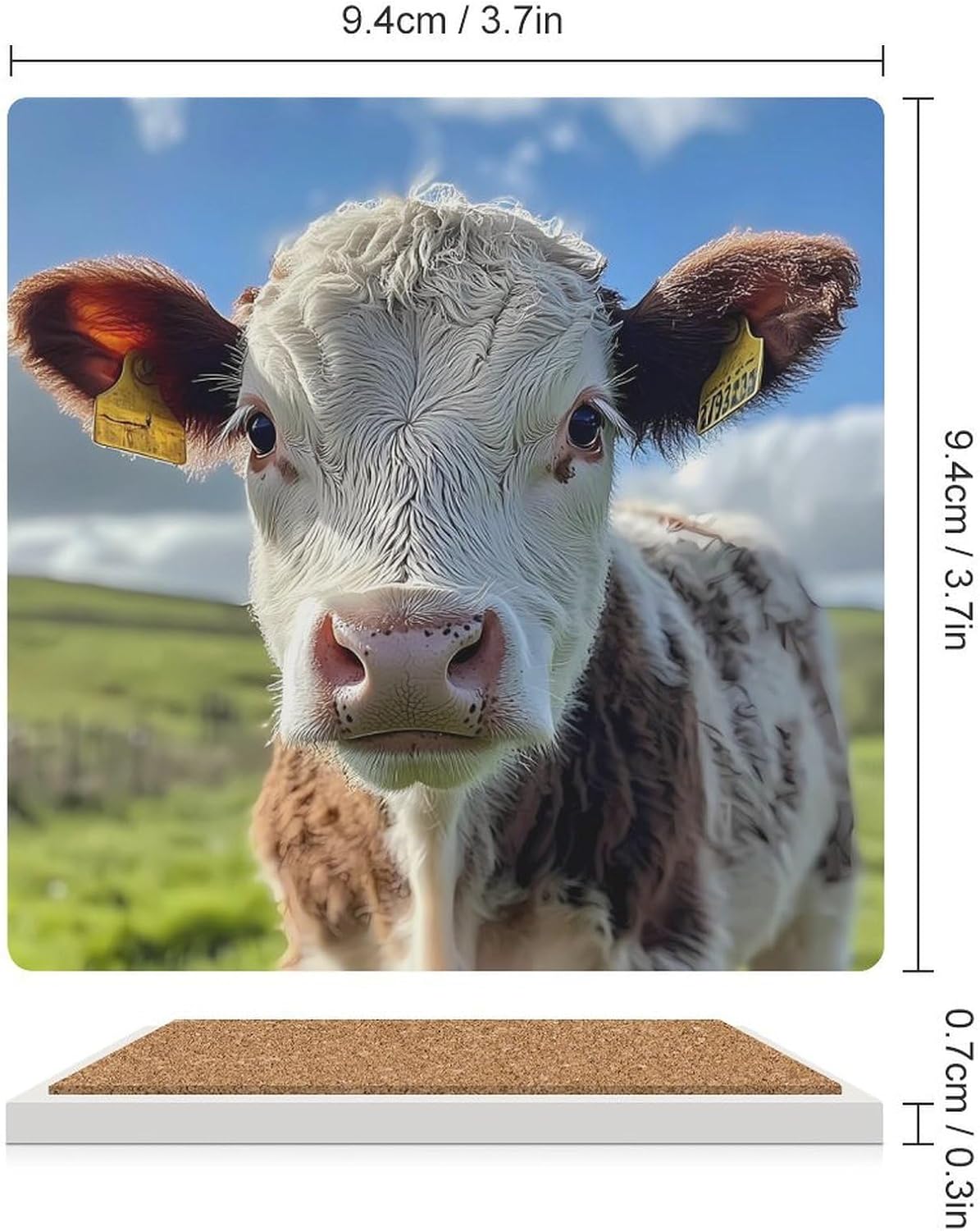 Funny Cow Funny Ceramic Coasters for Drink Absorbent Cup Holders Tabletop Protection