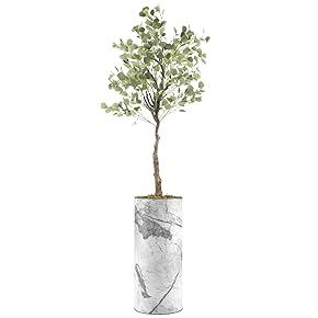 SIGNWIN Eucalyptus Tree with White Granite & Gray...