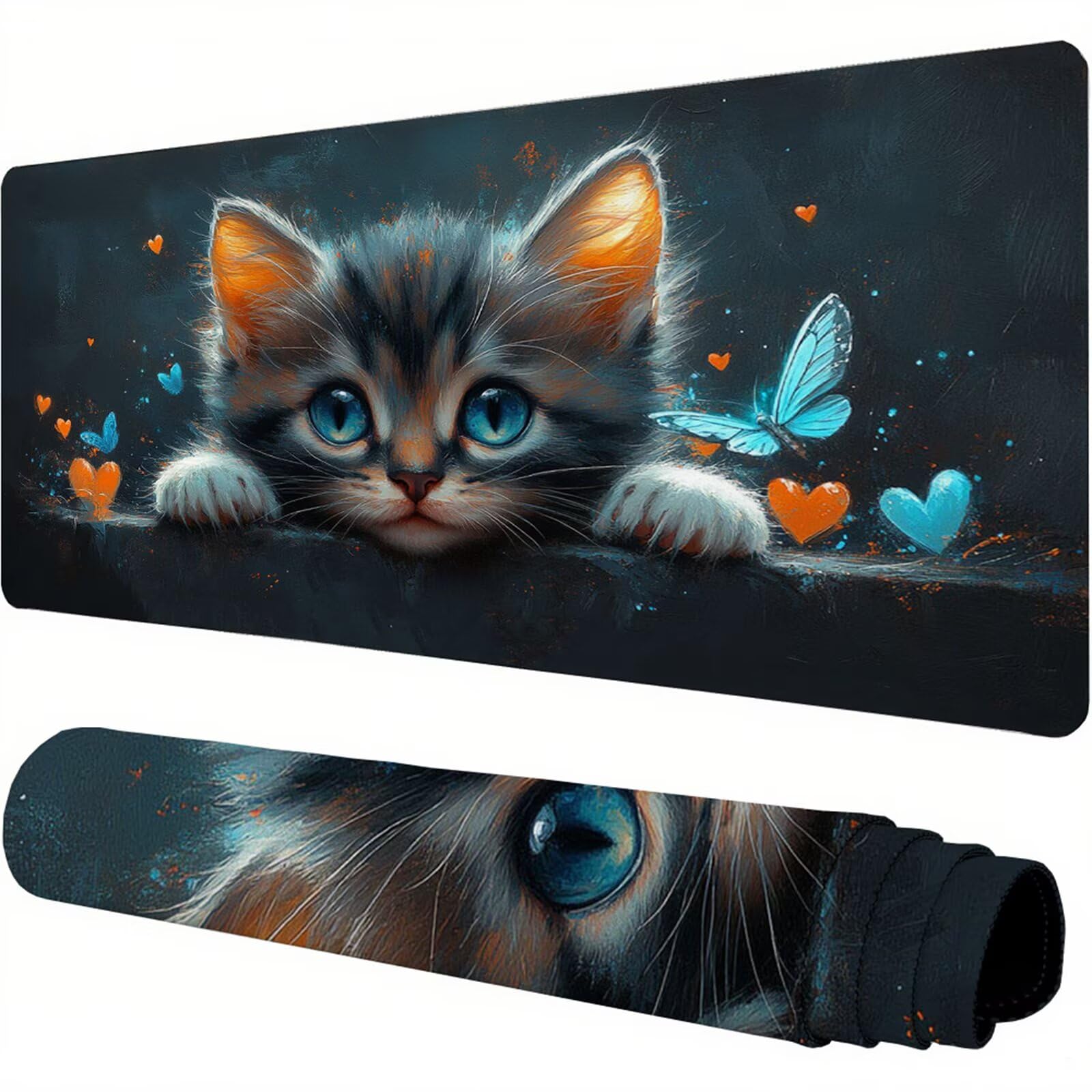 Czarna podkładka pod mysz XXL 1200 x 600 x 3 mm zwierzę pod rękę biurko akcesoria antypoślizgowa gumowa podstawa i zszyte krawędzie podkładka pod mysz dla graczy do dekoracji biura dekoracyjnego
