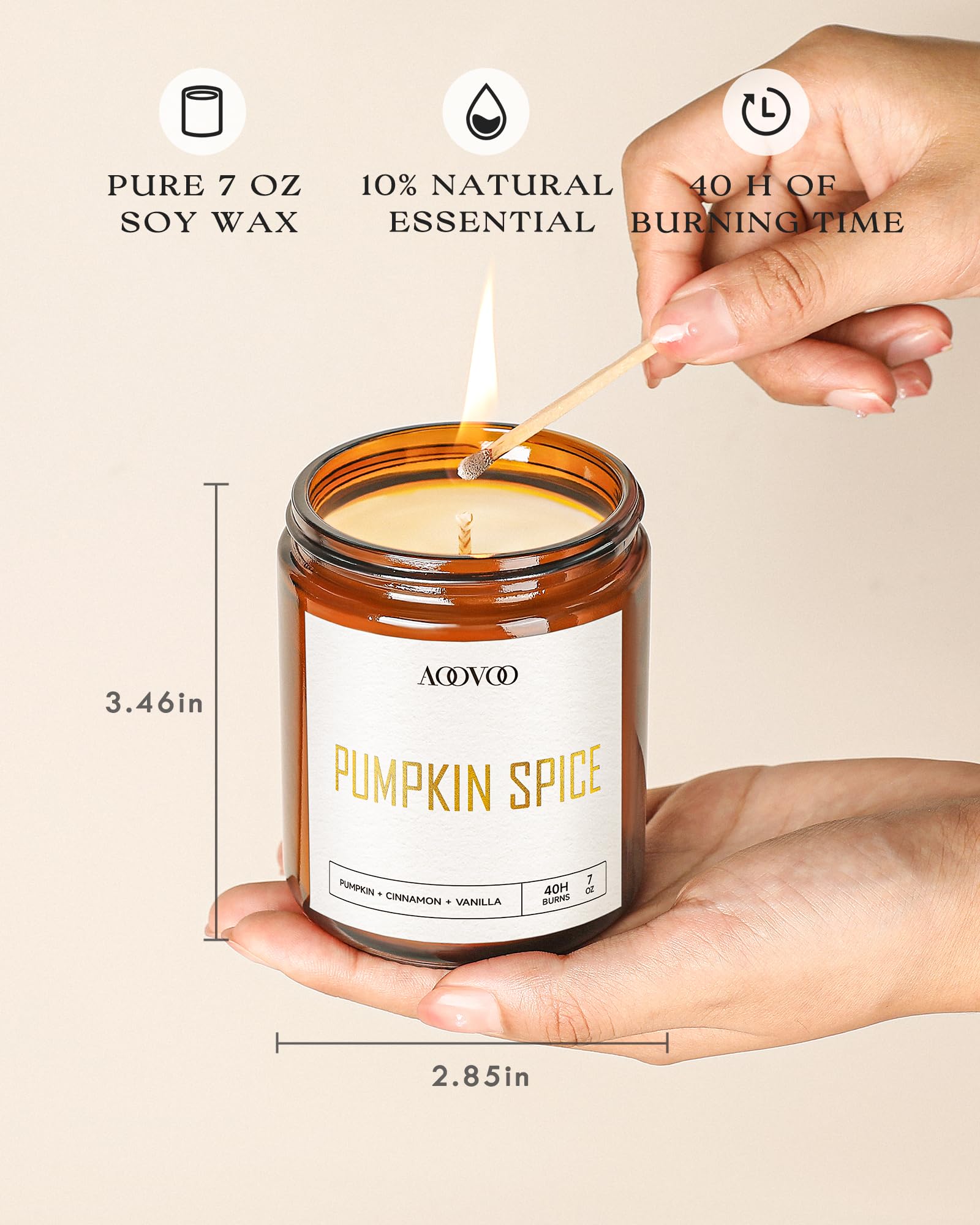 AOOVOO Velas perfumadas otoñales – 6 velas de cera de soja de 1197 g, velas perfumadas de cera de soja para el hogar, tarta de manzana/canela/manzana/pastel de nueces de calabaza/especia para hornear