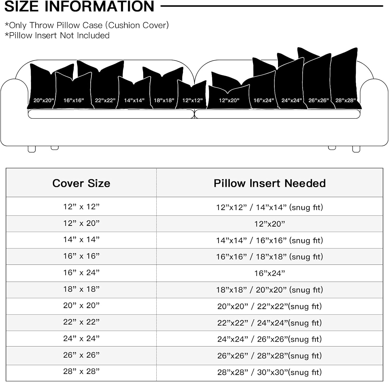 OTOSTAR Linen Throw Pillow Covers Set of 2 Decorative Square Pillowcases Cushion Covers 28x28 Inch for Home Decor Sofa Bedroom Car 70 x 70 CM Black