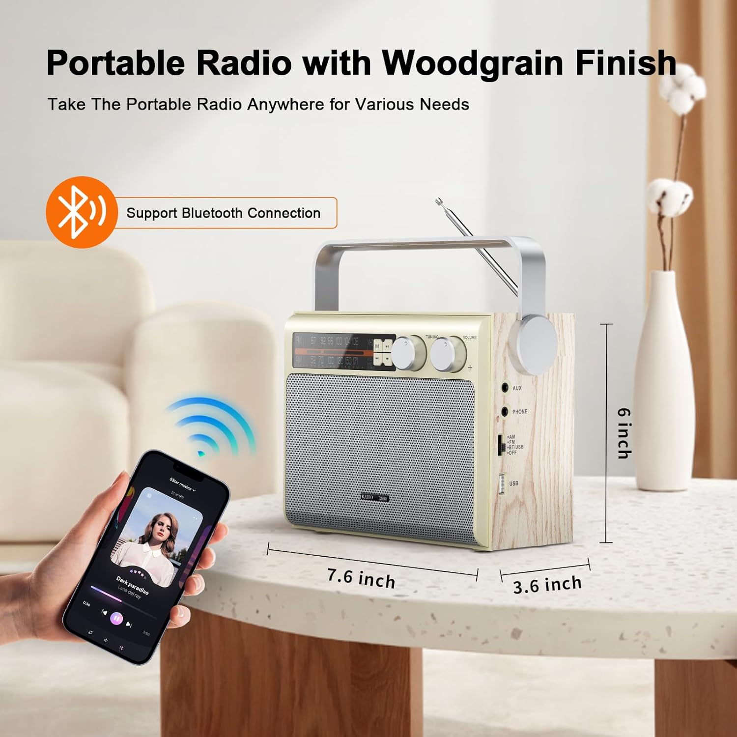 YOWGULF Radio FM AM portátil, radio Bluetooth con la mejor recepción ...