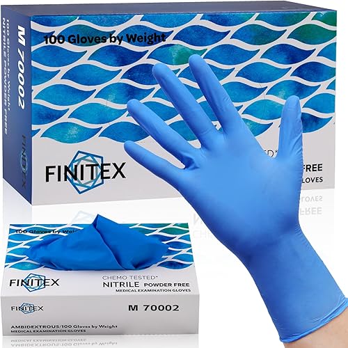 FINITEX Guantes desechables de nitrilo para examen médico, 4 mil, sin polvo, sin látex, 100 unidades, para examen, limpieza del hogar, guantes de