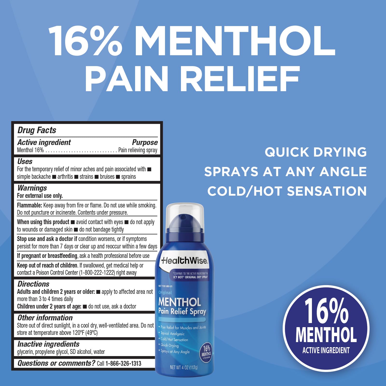 HealthWise 16% Menthol Pain Relief Spray, 4 oz — Amazon image 2