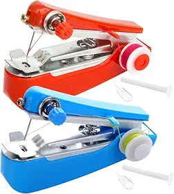 2 peças de máquina de costura manual, mini máquina de costura portátil para iniciantes, máquina de costura manual, faça você mesmo, máquina de costura portátil com acessórios para roupas