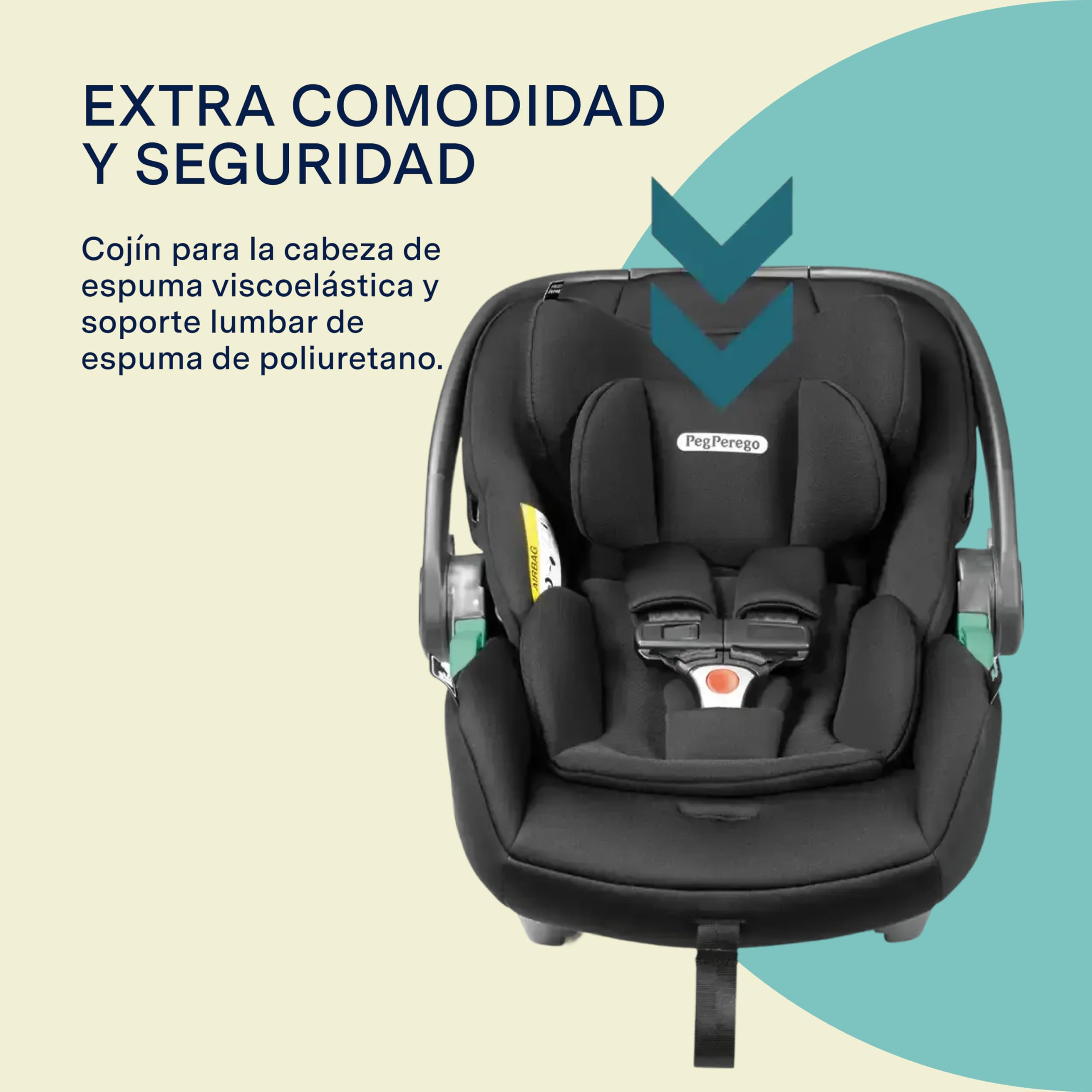 PEG Primo Viaggio Lounge Silla de Coche i-Size Recién Nacido Reclinable, 40-87 cm, 0-15 meses, 0-13 kg, Capota UPF 50+, Protecciones Laterales, Compatible con Cochecitos PEG, Onyx
