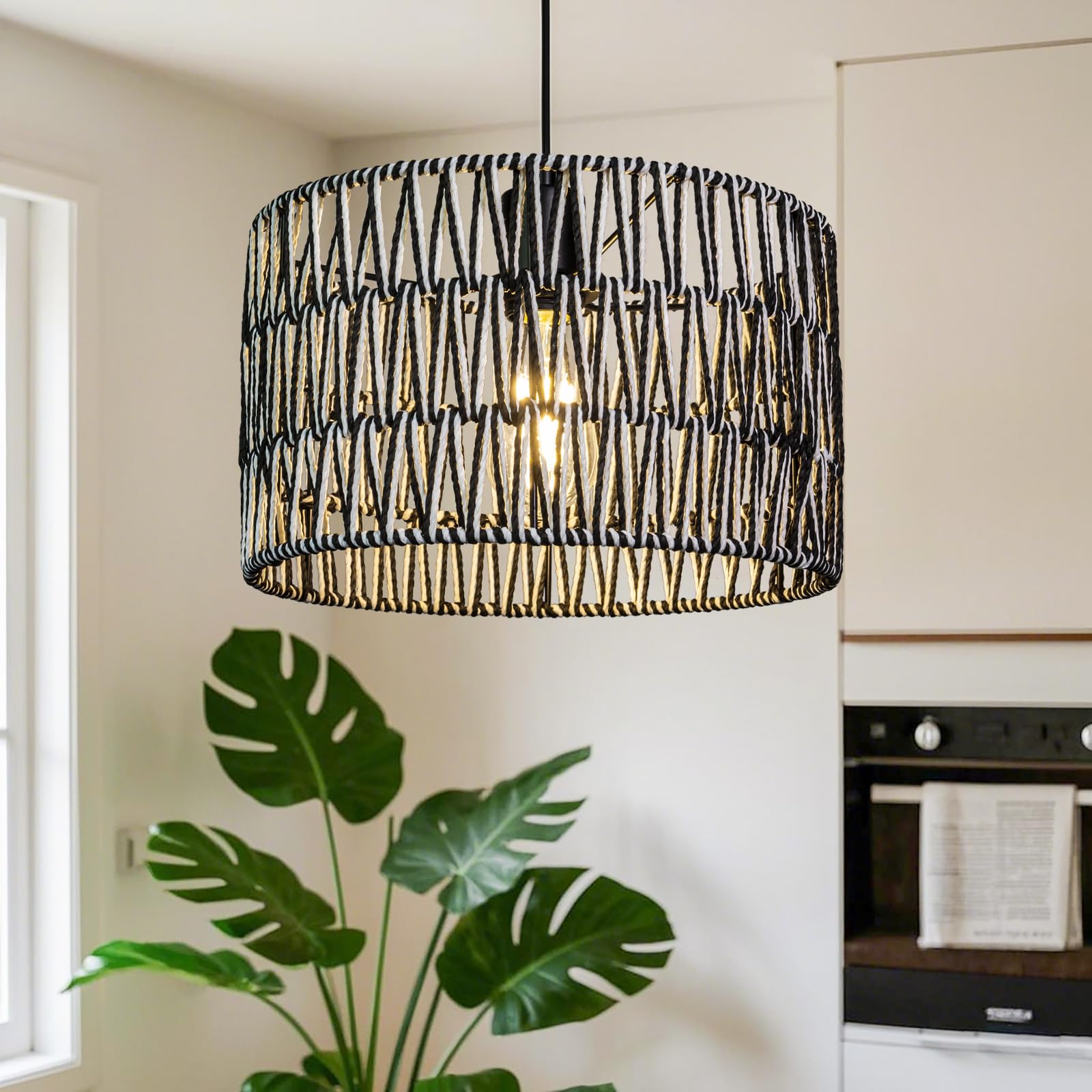 Okrągły klosz w stylu vintage, metalowy, czarno-złoty, wydrążony w kształcie bębna, do lampy stojącej, lampy wiszącej, lampy stołowej, lampy sufitowej (okrągły, 8 GB)