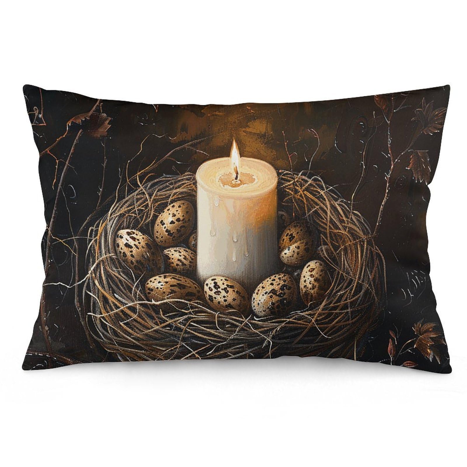 NTVOWPZO 2 Pack Decoration Throw Pillow Covers 12 "x20 Pillowcases Covers Candles and Eggs Pillowcases Modern Farmhouse Home Decor Sofa Cushions Covers for Couch Bed Living Room