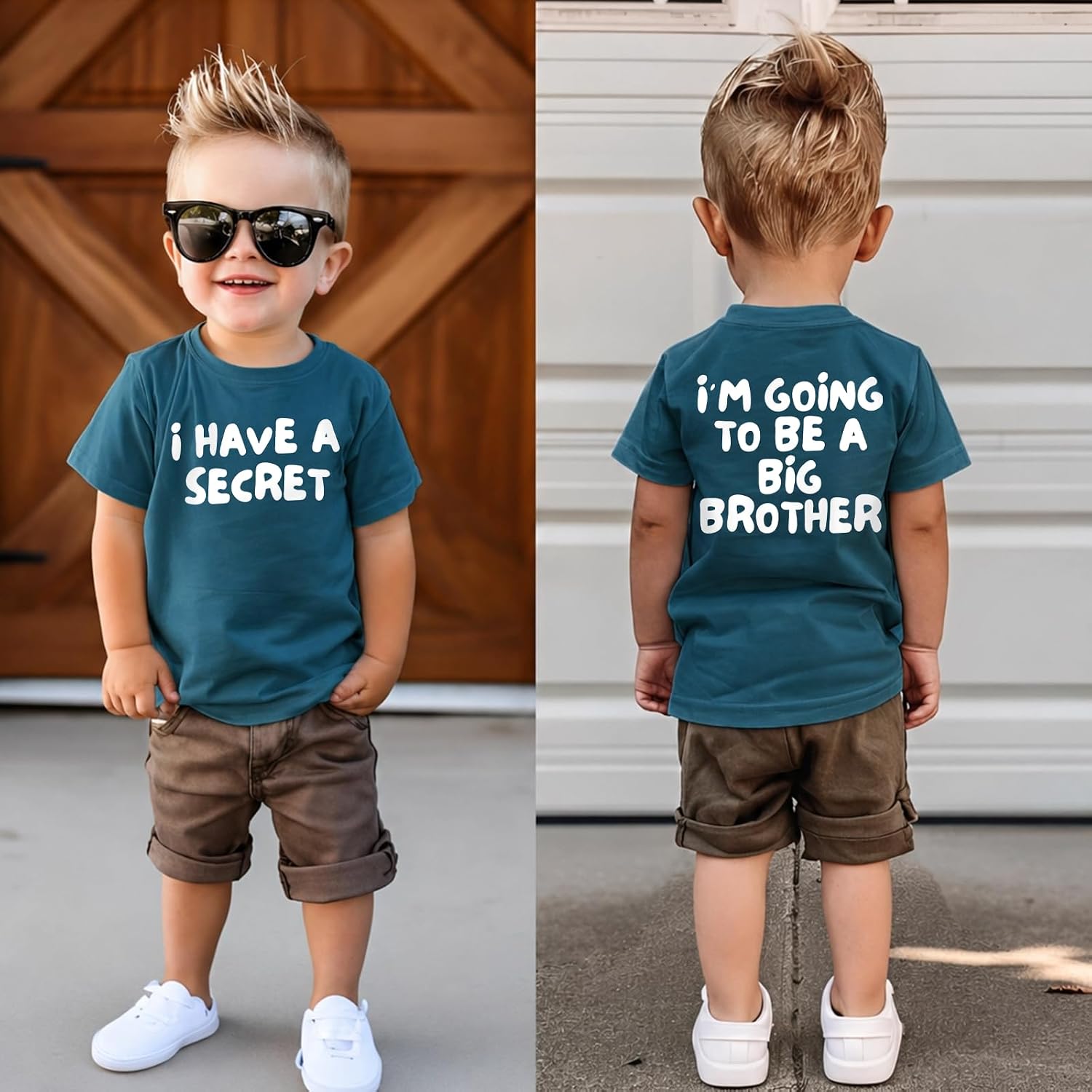 KEKEMI Toddler Boy Promoted to Big Brother Shirt I Have A Secret T-Shirt Baby Announcement Tee Cute Big Bro Short Sleeve Tops