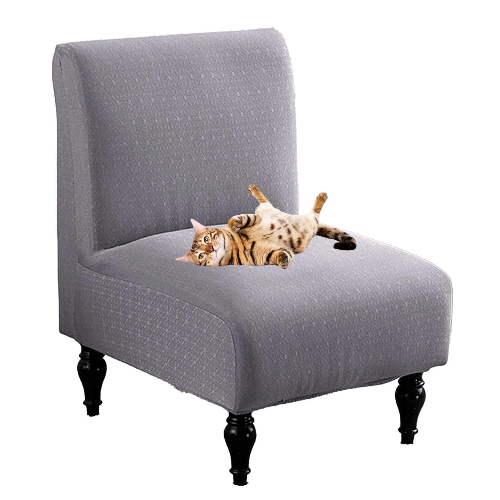 SJKJNK Armless Accent Chair Covers for Living Room, Slipper Chair Slipcovers Without Arms, Chair Slipcovers No Arms, Chair Pet Protector Furniture Covers (Light Gray,Set of 1)