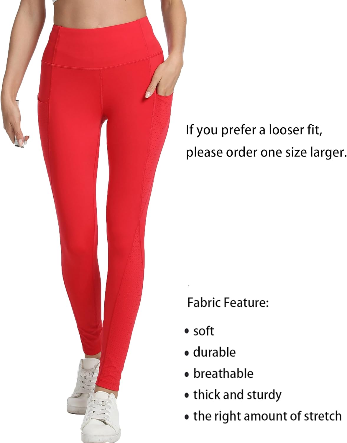 Women's High Waisted Yoga Leggings with Pockets - Tummy Control Soft Athletic Pants for Workout Gym Running - Image 3