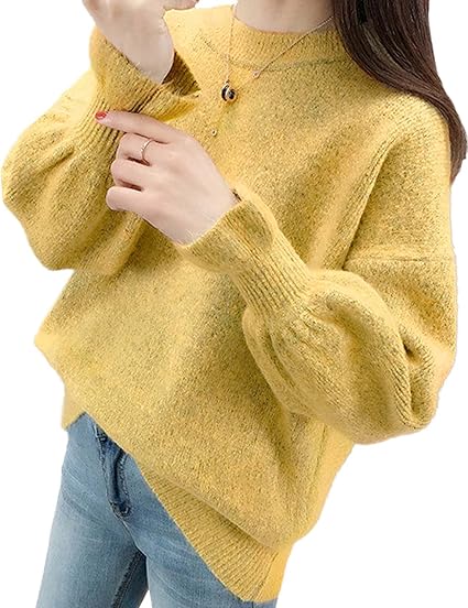 Amazon Co Jp ニューネ ふんわり 袖 ニット フリル かわいい 暖かい セーター 上品 ニットセーター レディース S L ファッション