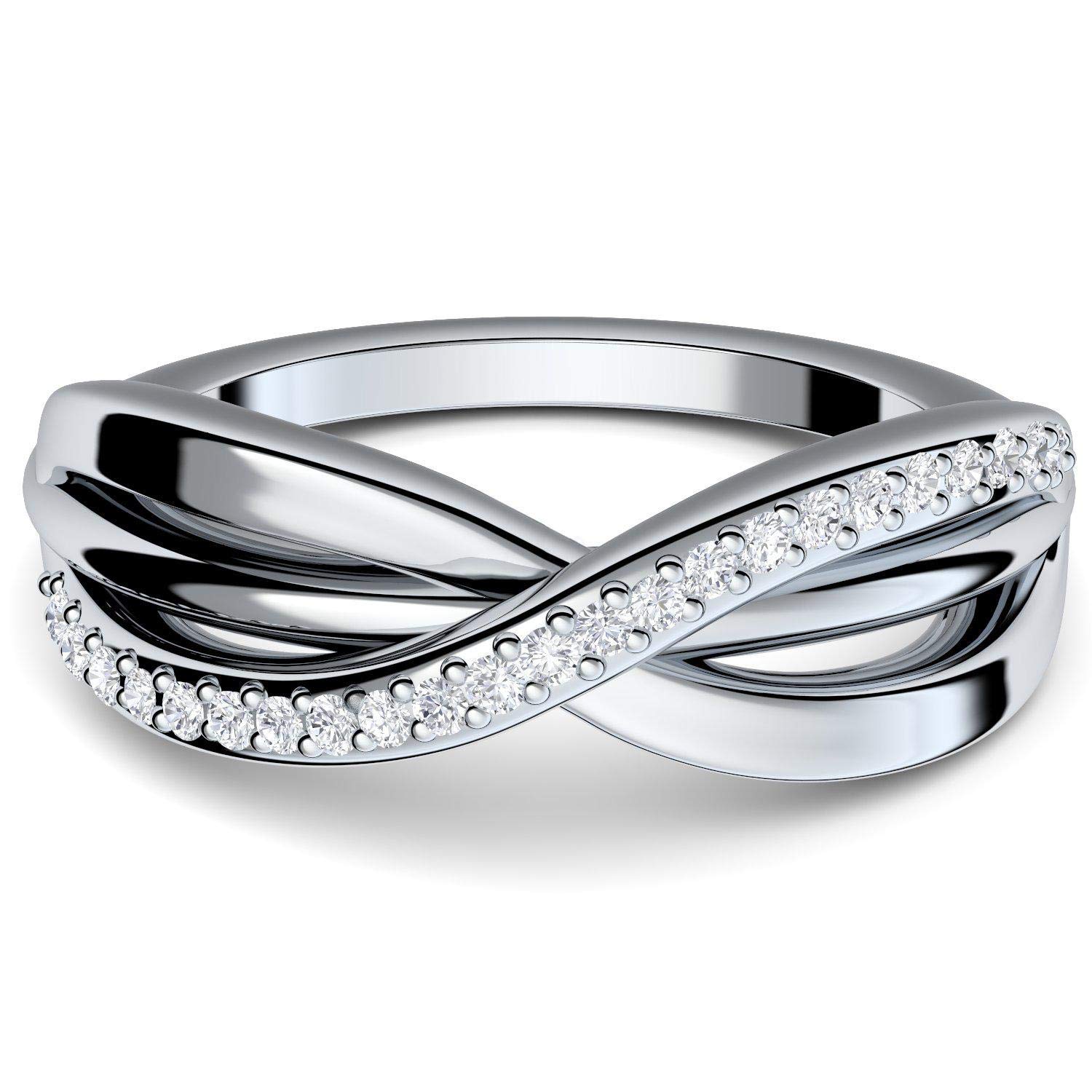 Verlobungsring Infinity Ring Silber 925 von Amoonic mit 21 Zirkonia Steinen