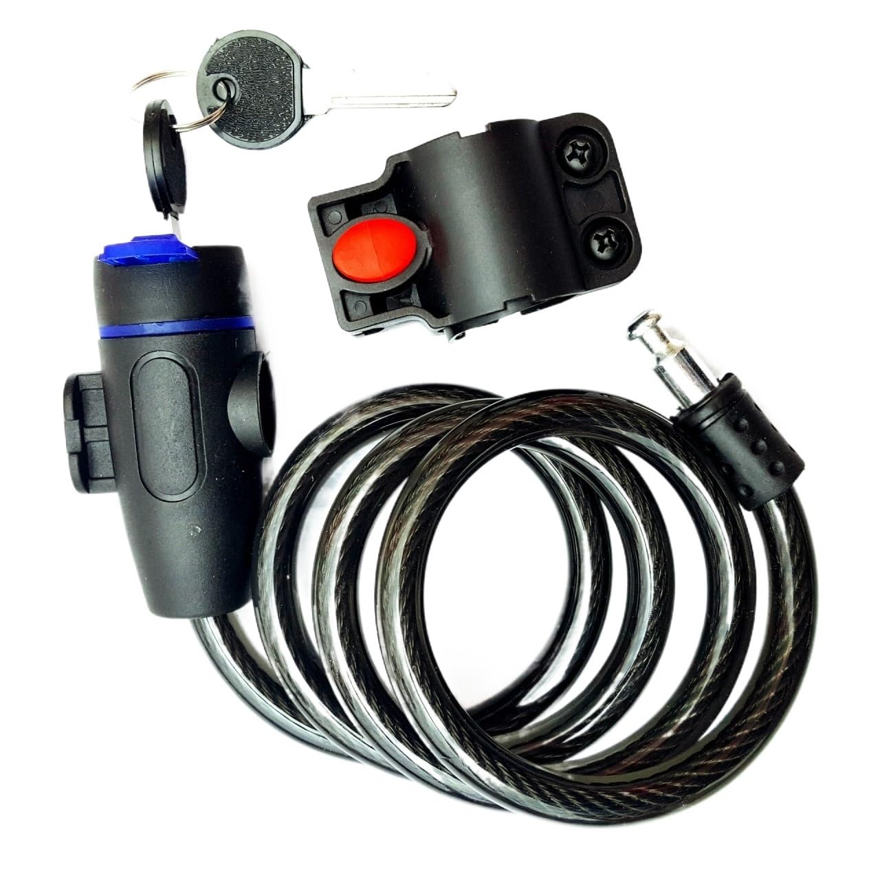 Bike Locks Universal Anti-Theft Bicycle Bike Lock Stainless Steel Cable Coil for Motorcycle Cycle MTB Security with 2 Key(Blue)