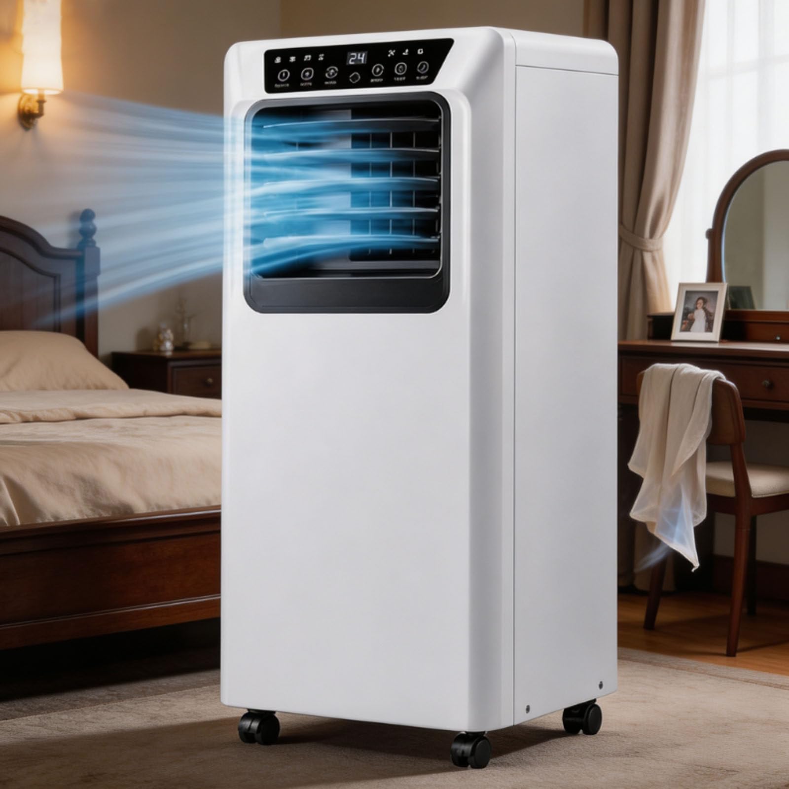 Smafoseedding Multicolor Portable Air Conditioner, Mobile Air Conditioner Unit For Home, Indoor Ac Unit With 120° Swing & 86 Pint Dehumidifier, Dual-Turbine, Remote, Self-Evaporating For Bedroom & Office 9000Btu