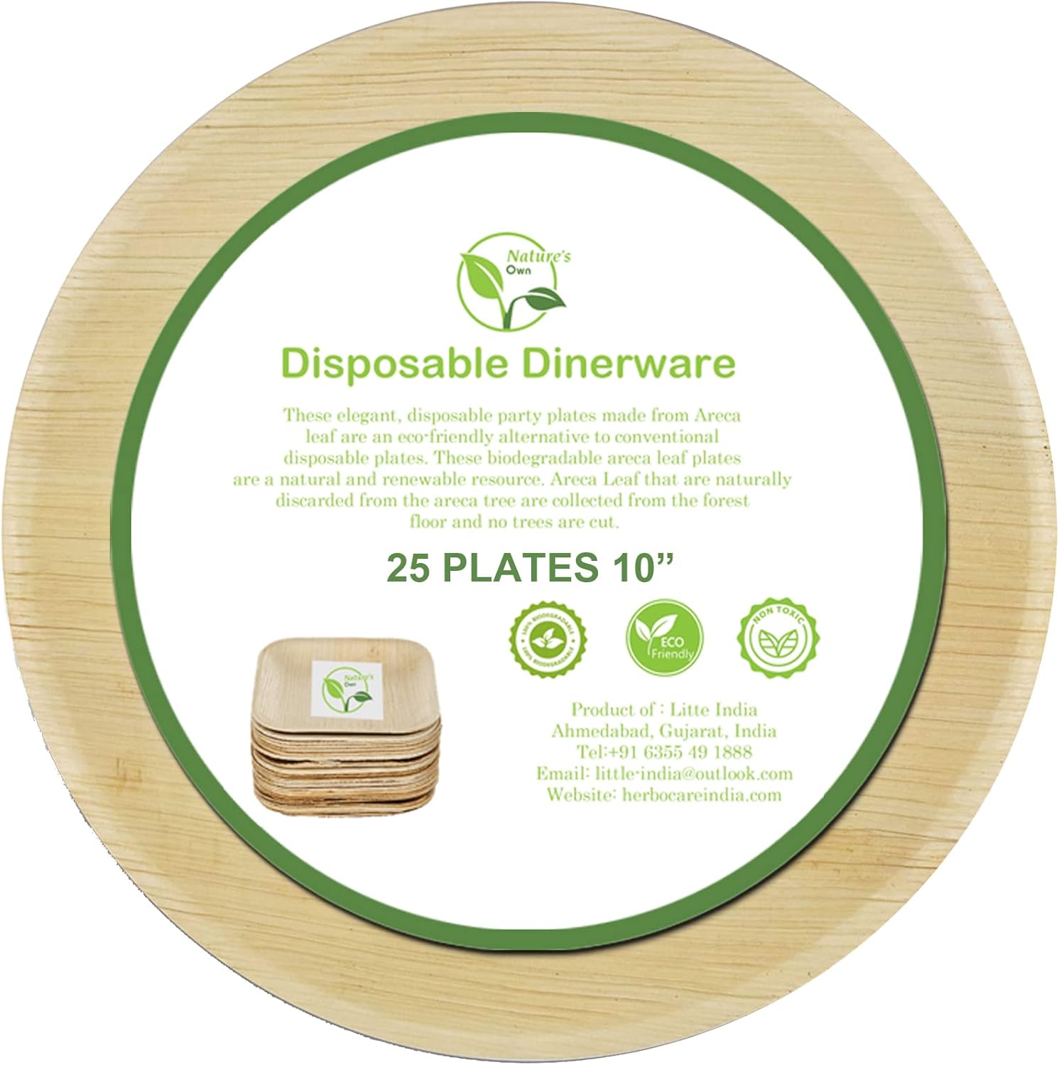 Nature's Own Palm Leaf Disposable Plates Pack of 25