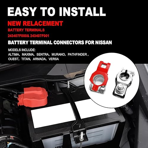 Miniatura 5 de Terminal de batería positivo y negativo para Nissan, Maxima, Rouge, Sentra, Murano,243407F000,24340-7F000, 243407F001,Plastic Cove