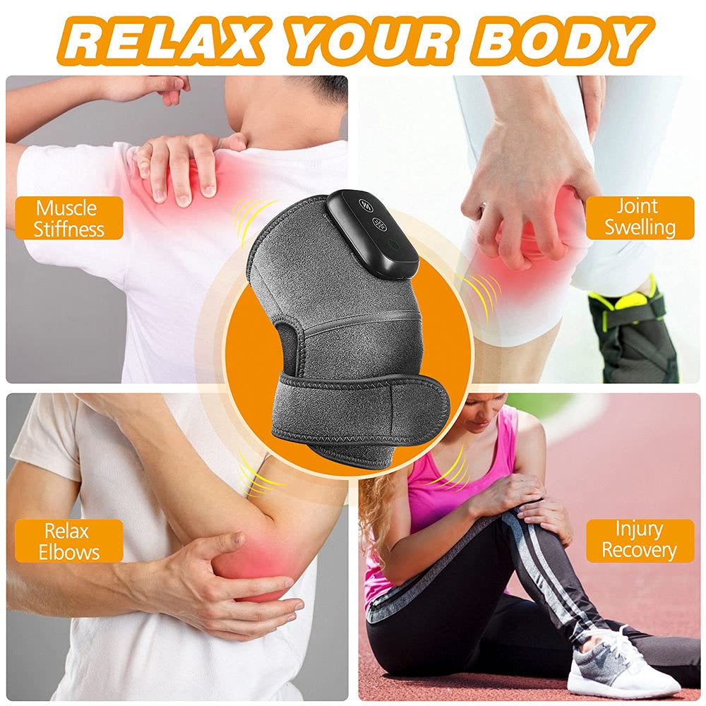 Envoltura de rodillera con calefacción, masajeador de rodilla para dolor en las articulaciones artritis por lesiones de rodilla rodillera, almohadilla térmica para articulaciones infrarrojas 1PC