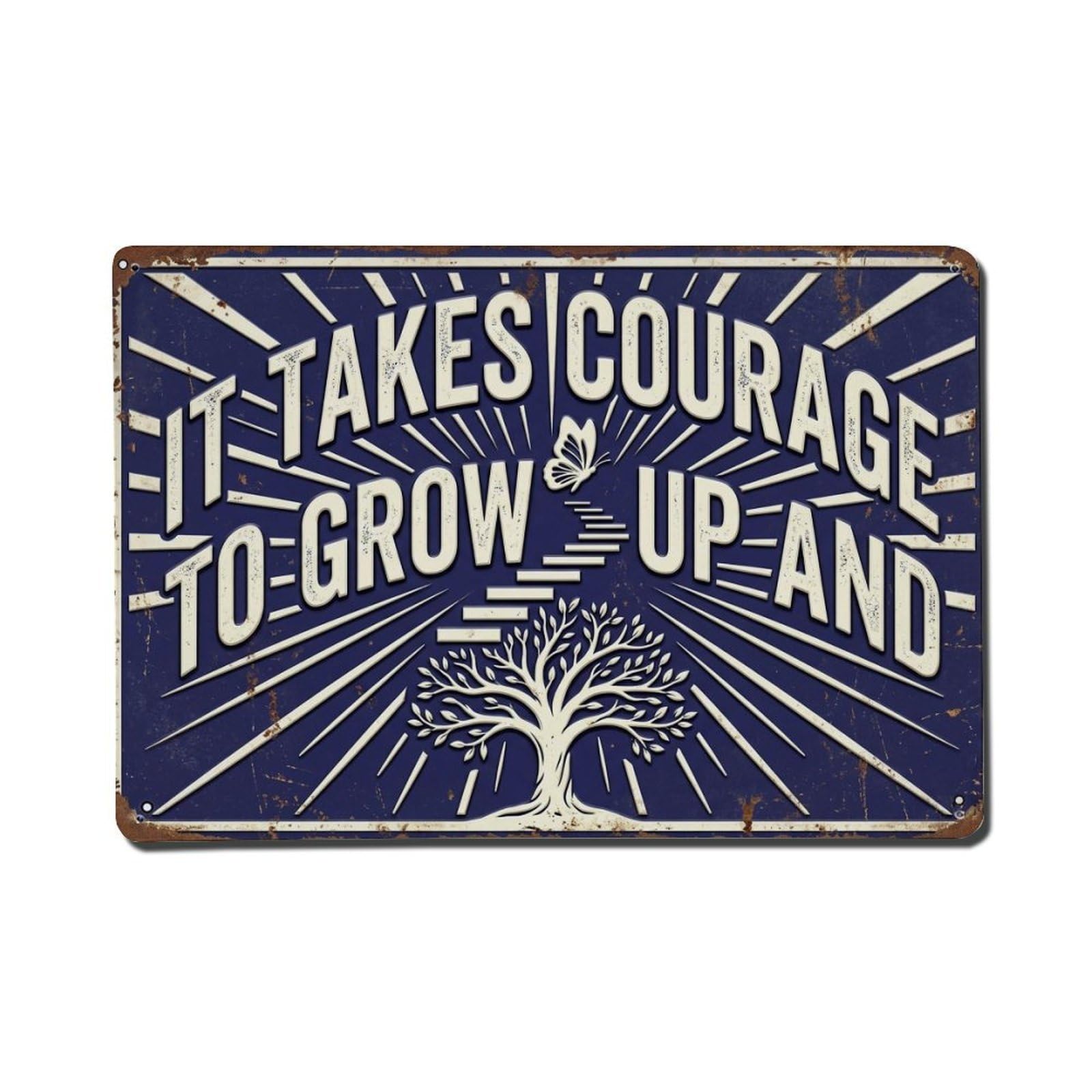 Courage to Grow Gym Retro Motivational Slogans 1 Metal Tin Sign Plaque Wall Decor for Cafe, Club Bar, Office, Home Garden Metal Poster 8x12Inch