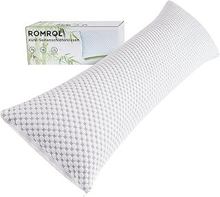 ROMROL Kühlendes Seitenschläferkissen mit Bezug 40 x 145 cm, Verstellbares Gelkissen mit Verstellbarer Füllung, Stillkissen mit Memory Foam, Orthopädisches Kissen Pregnancy Pillow Body Pillow