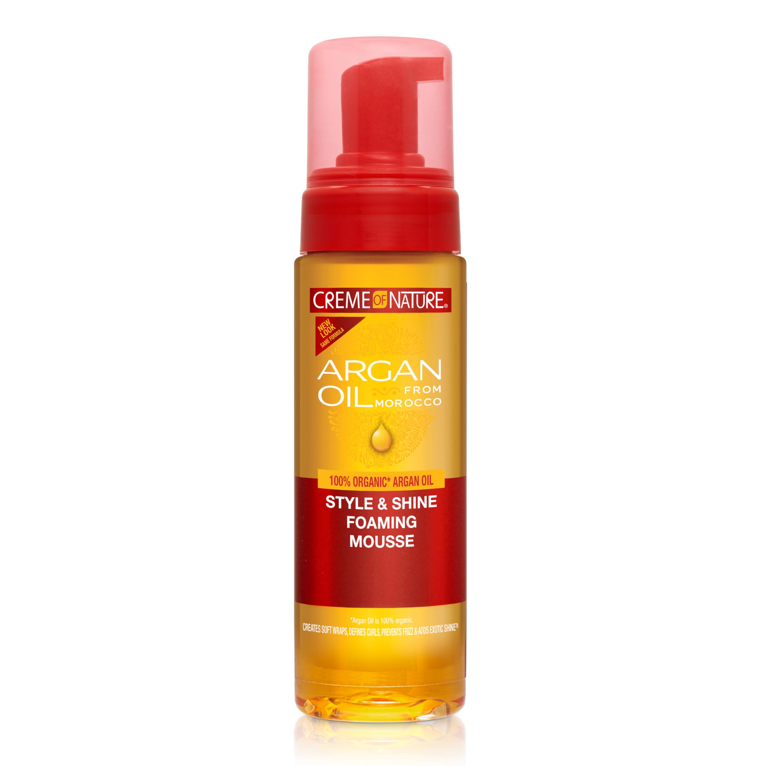 Creme of Nature Argan Oil, Mousse Coiffante à l’Huile d’Argan du Maroc, Mousse Cheveux Bouclés, Frisés et Crépus, Produit Coiffant Brillance et Hydratation, Sans Rinçage, Produit Cheveux - 207ml