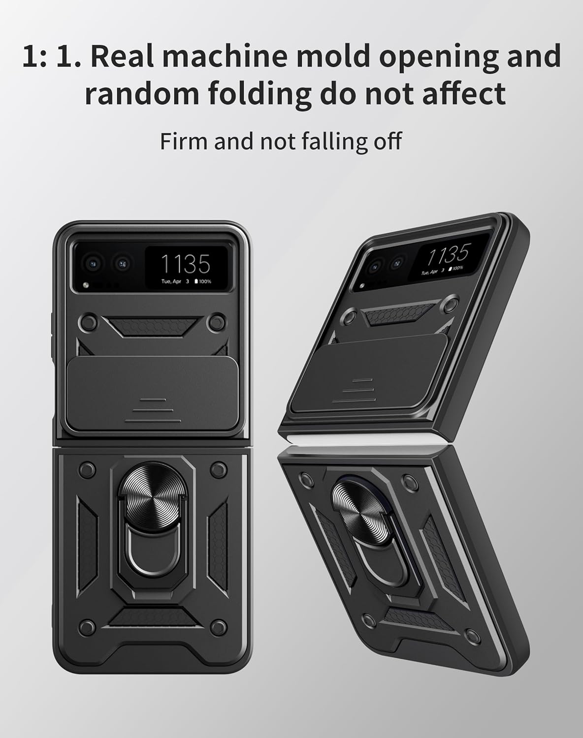 Compatible with Motorola Razr 2023 Bracket Shell,with Slide Camera Lens Cover Compatible with Motorola Razr 40 5G 2023 XT2323-1 XT2323-3 XT2323-4 XT2323-7 Case Black
