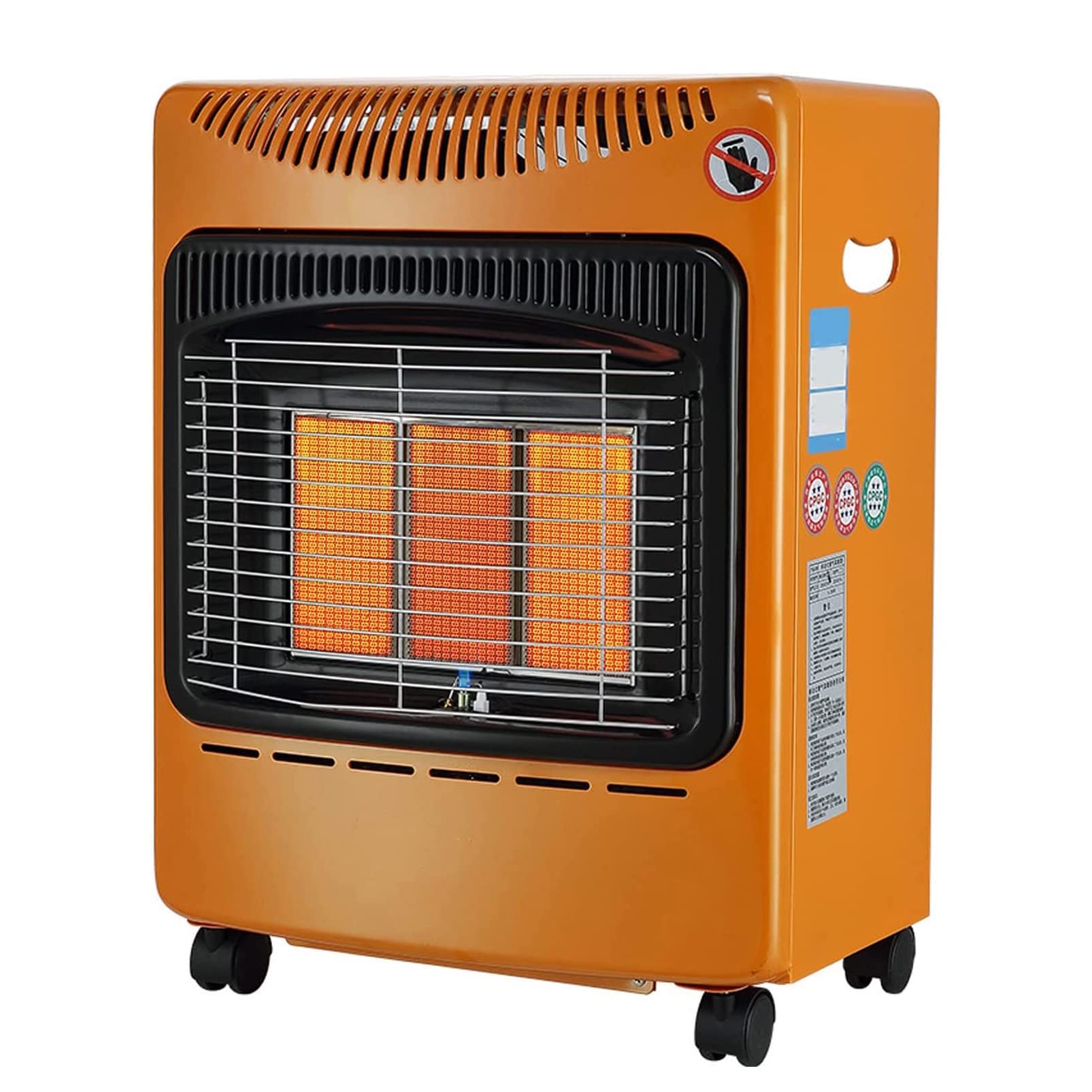 Gas-Heizstrahler, 4200 W, Freistehender Gasheizer Mit Rädern, Keramik-Heizplatte, Extrem Leiser Heizer Mit Timer, Mit Regler Und Schlauch, Kippsicher,Natural Gas