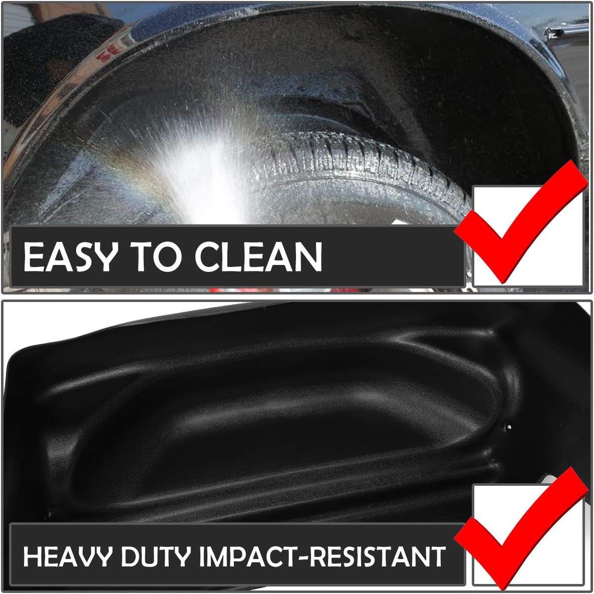 DNA MOTORING Pair Rear Wheel Well Guards Inner Fender Mud Flaps (Left+Right) Compatible with 07-13 Silverado Sierra 1500 / Silverado Sierra 2500 HD 3500 HD, ZTL-Y-0041