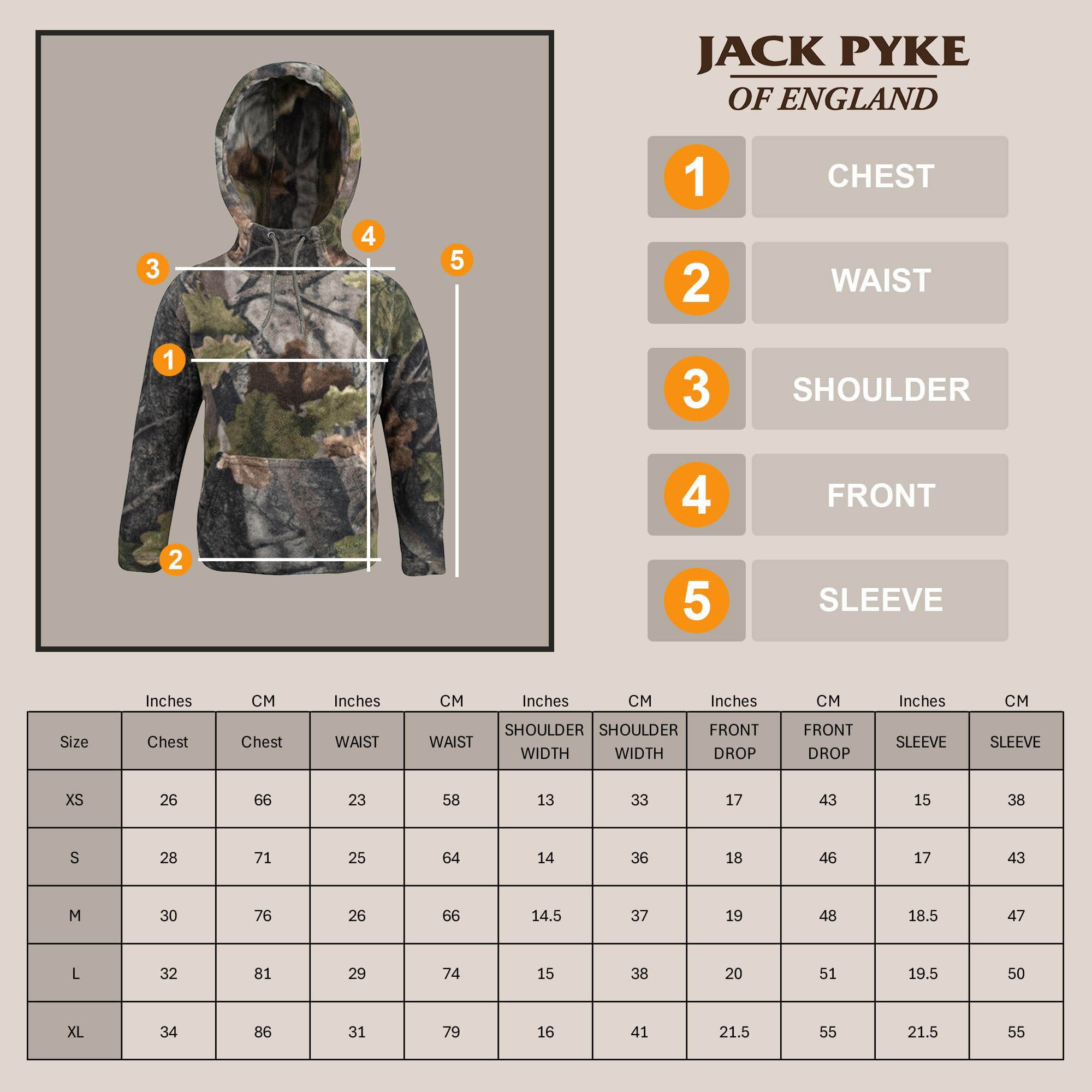 Jack Pyke Fieldman - Felpa in Pile con Cappuccio per Bambini - English Oak Evolution - XS