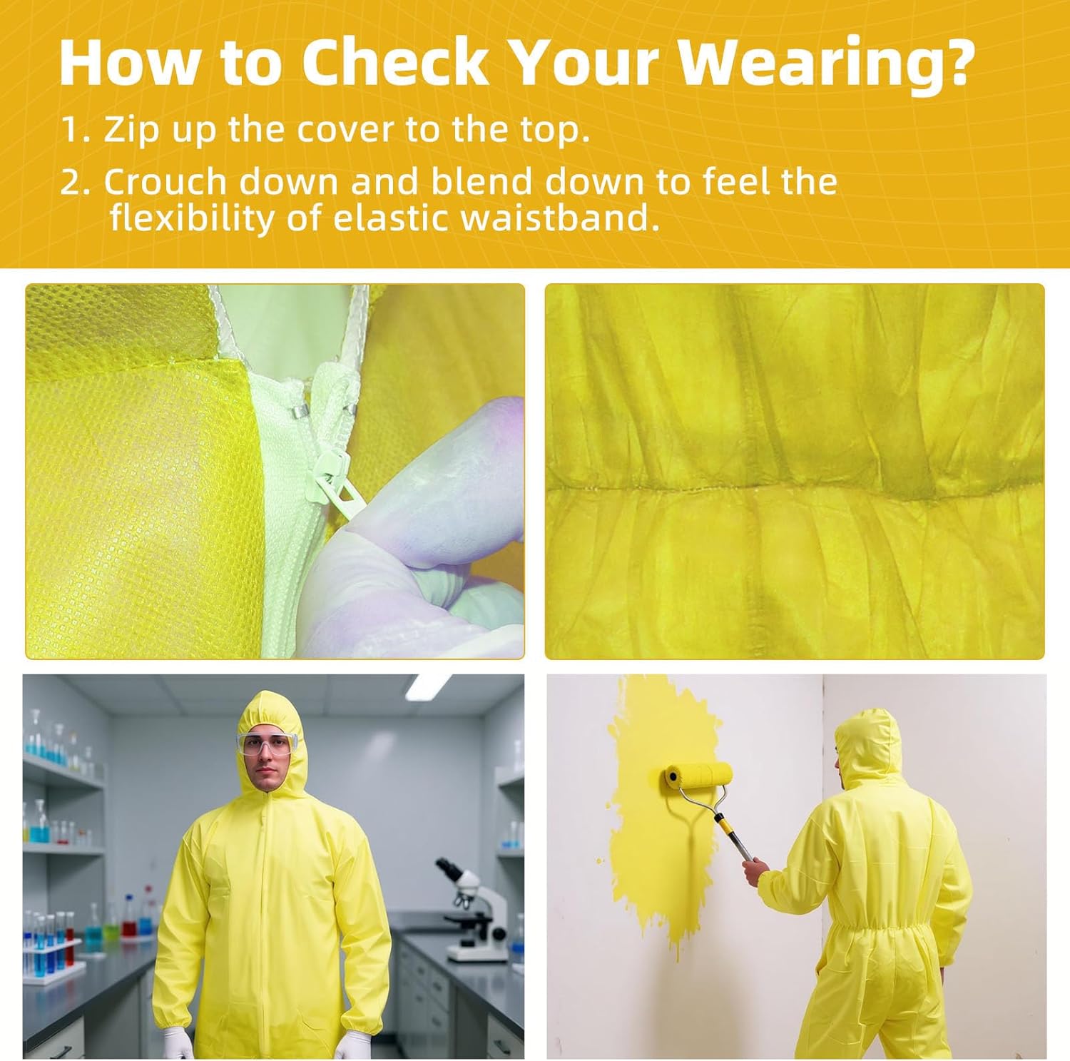 Colorful Disposable Coverall for Men, PPE Hazmat Suits with Hood and Elastic Cuffs for Spray Painting Industrial - Image 5