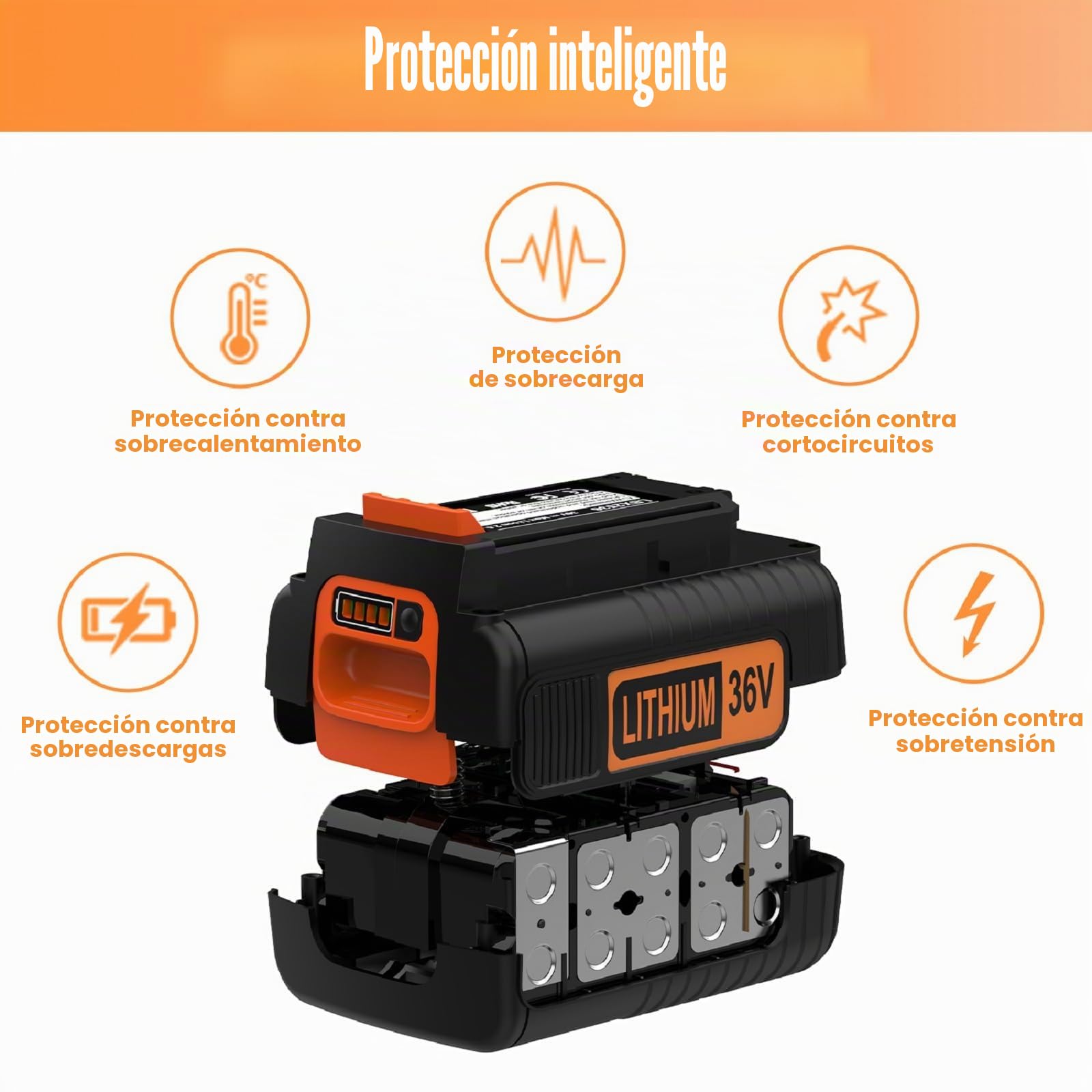 ENERGUP 36V 2500mAh Batería de Repuesto para Black+Decker Batería 36V BL20362 LBX2040 BL2536 LBXR36 LBXR2036 LBX36 LBX1540 LBX2540 LST540