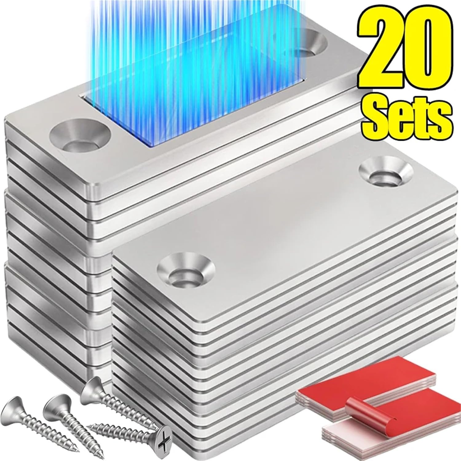 1/20Set Strong Magnetic Cabinet Catches Drawer Magnet Catch Latches Ultra Thin Door Magnets Stop Furniture Kitchen Closet Closer(6 Sets-Black)