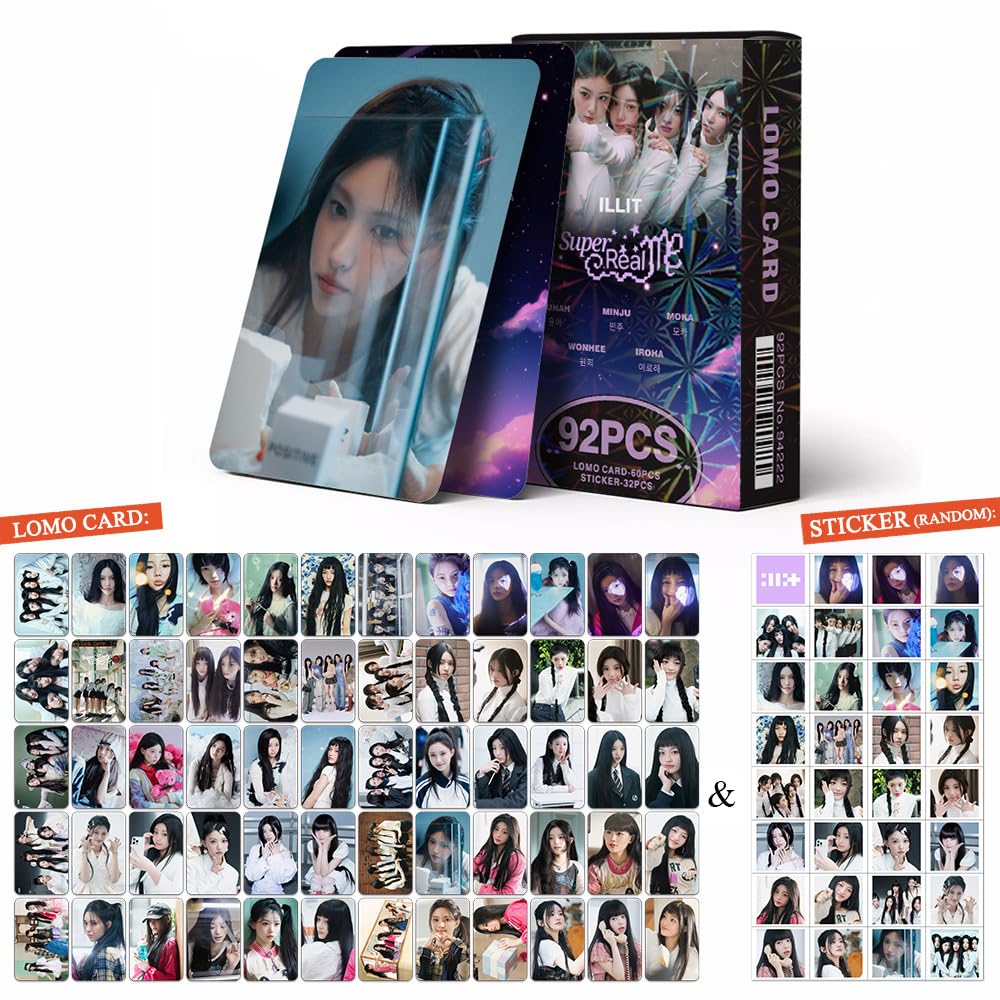 iFii ILLIT LomoCards 92 Pack Kpop WONHEE, YUNAH, MINJU, MOKA
