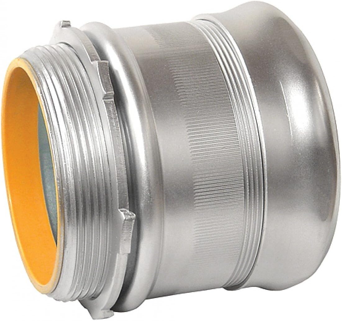 5 Pcs, 11/4 In. Emt Compression Connector, Steel, Insulated, Zinc