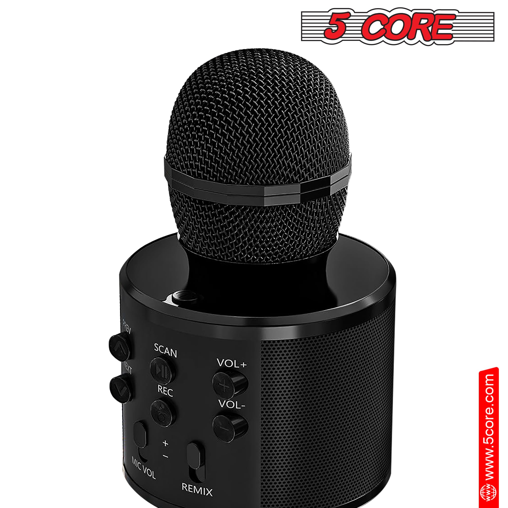 5 CORE Bluetooth Wireless Karaoke Microphone All-in-One Portable Handheld Mic with Speaker Recorder Microfono Inalambrico - WM SPK BLK