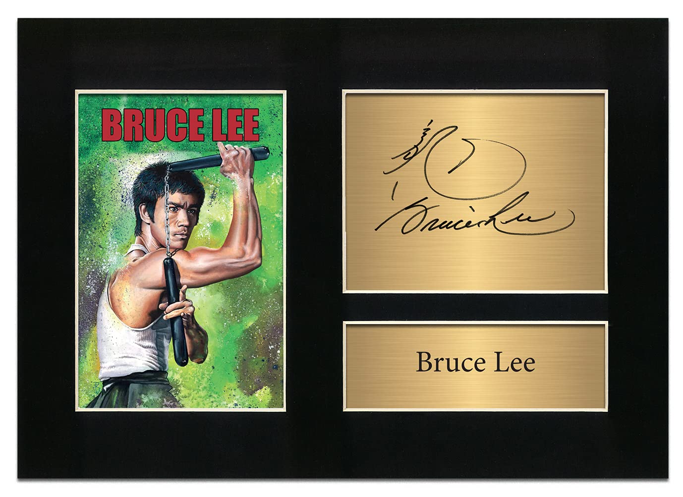 Zulu ImageBruce Lee Enter The Dragon Signed A4 Printed Autograph Photo Reproduction Print Picture Display No12, Black