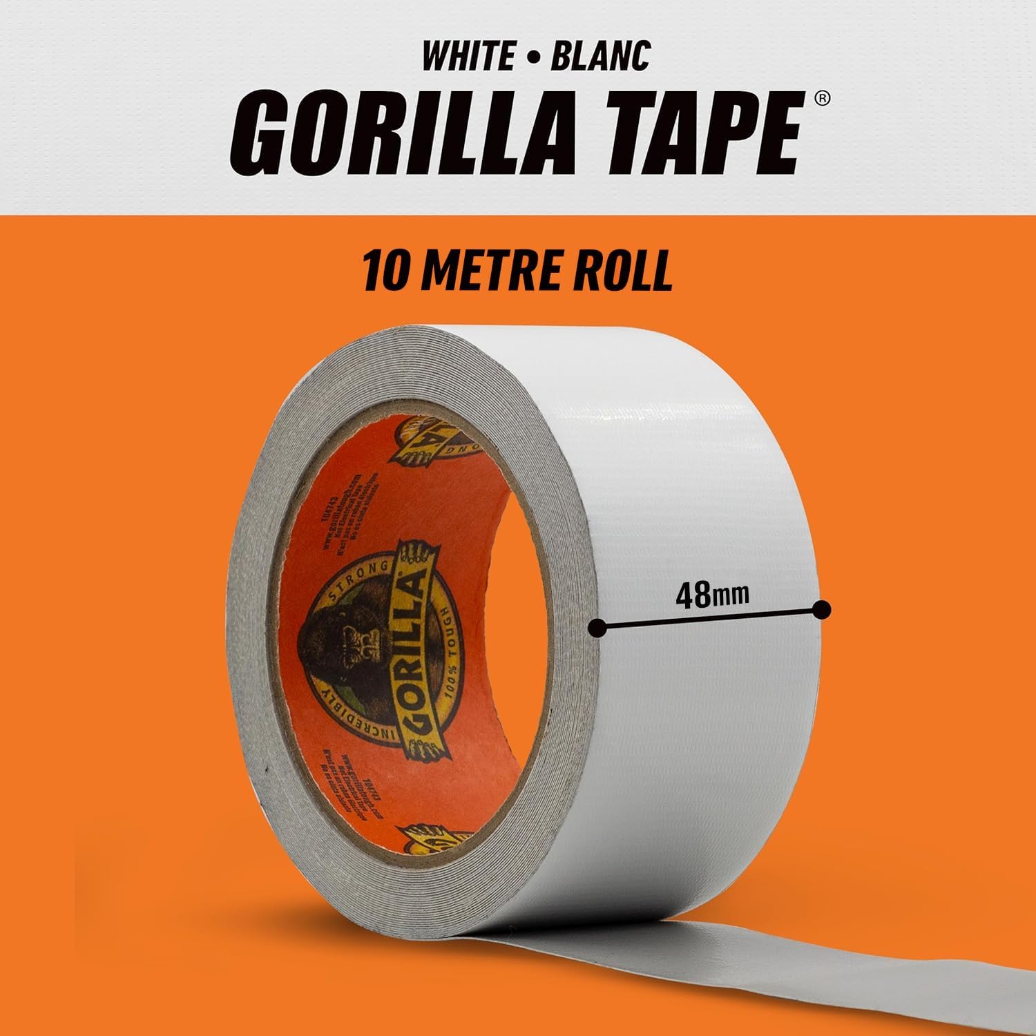 Gorilla 3044611 Tape Duct Tape White 48mm x 10m