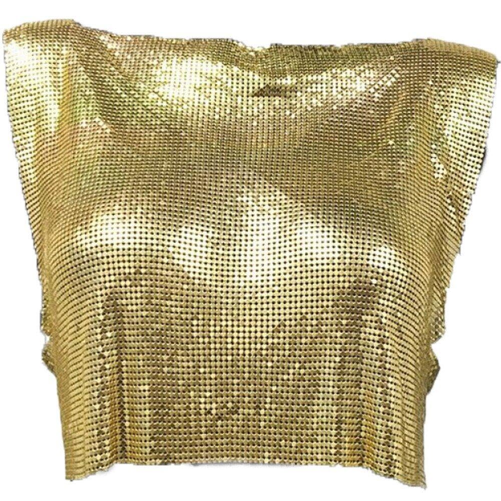 Haut de rave sequins métalliques coupe courte pour femme