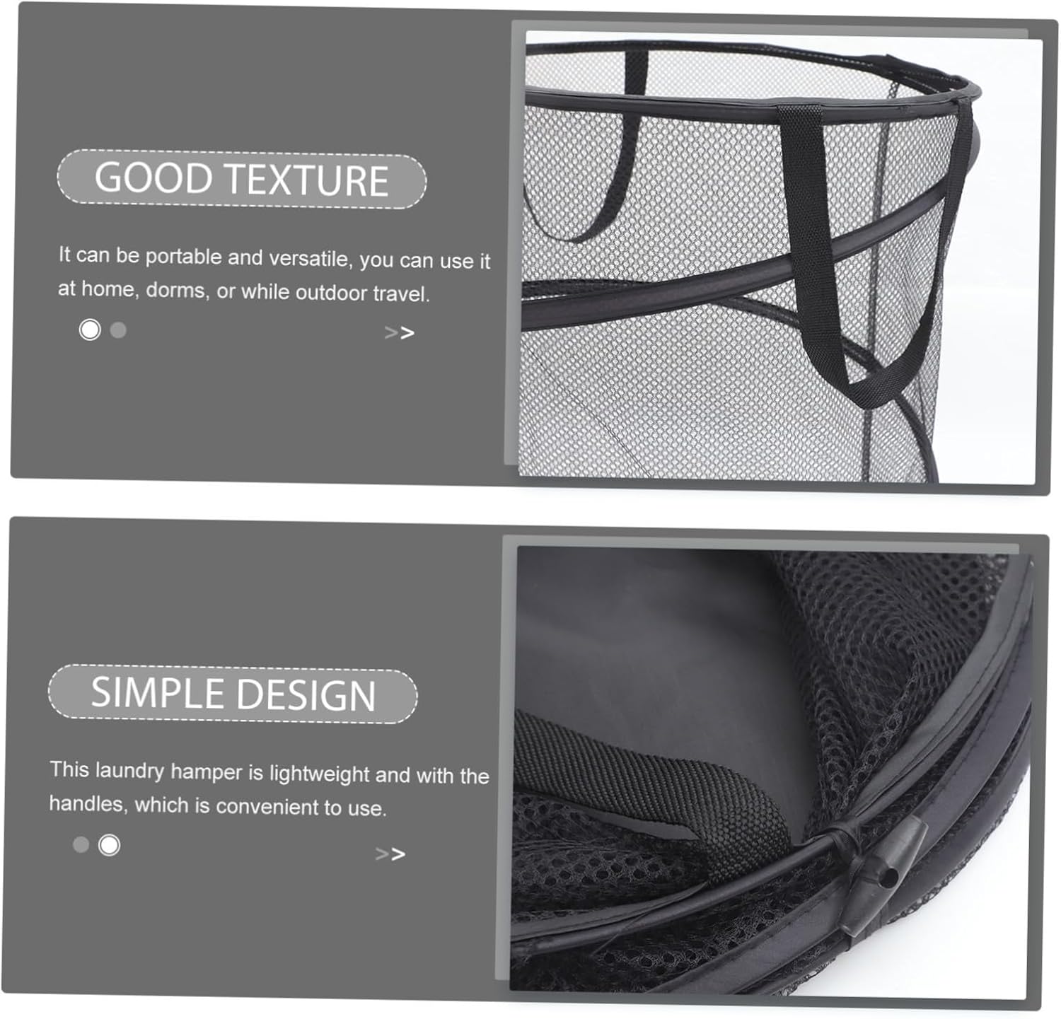 IMIKEYA Large Mesh Laundry Hamper with Handles Collapsible Household Storage Basket for Dirty Clothes Blankets and Portable Organizer for Bedroom Nursery Bathroom