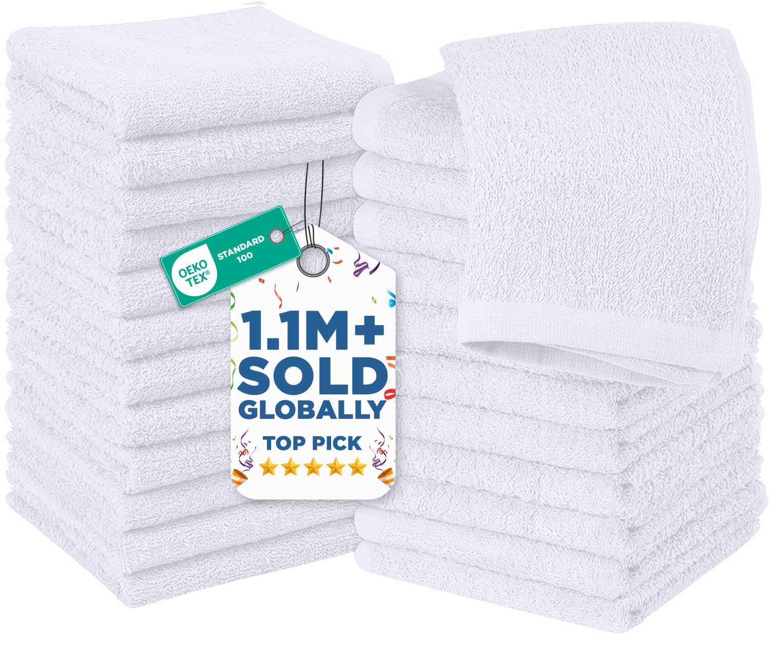 DAN RIVER 24 Pack Wash Cloths for Showering 12x12 - 100 Cotton Washcloths Premium Quality Flannel Face Cloths
